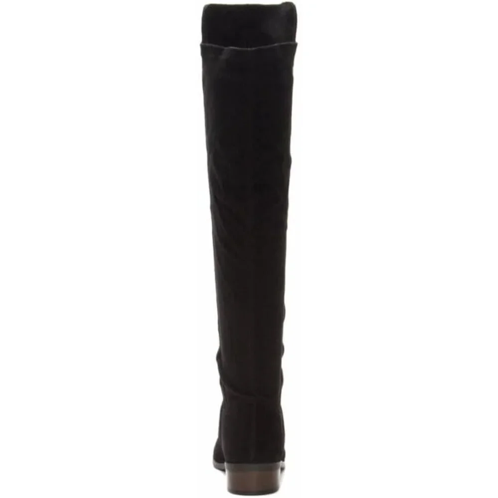Women's Black Above the Knee Pointed Toe Low Heel Calypso Winter Long Boot